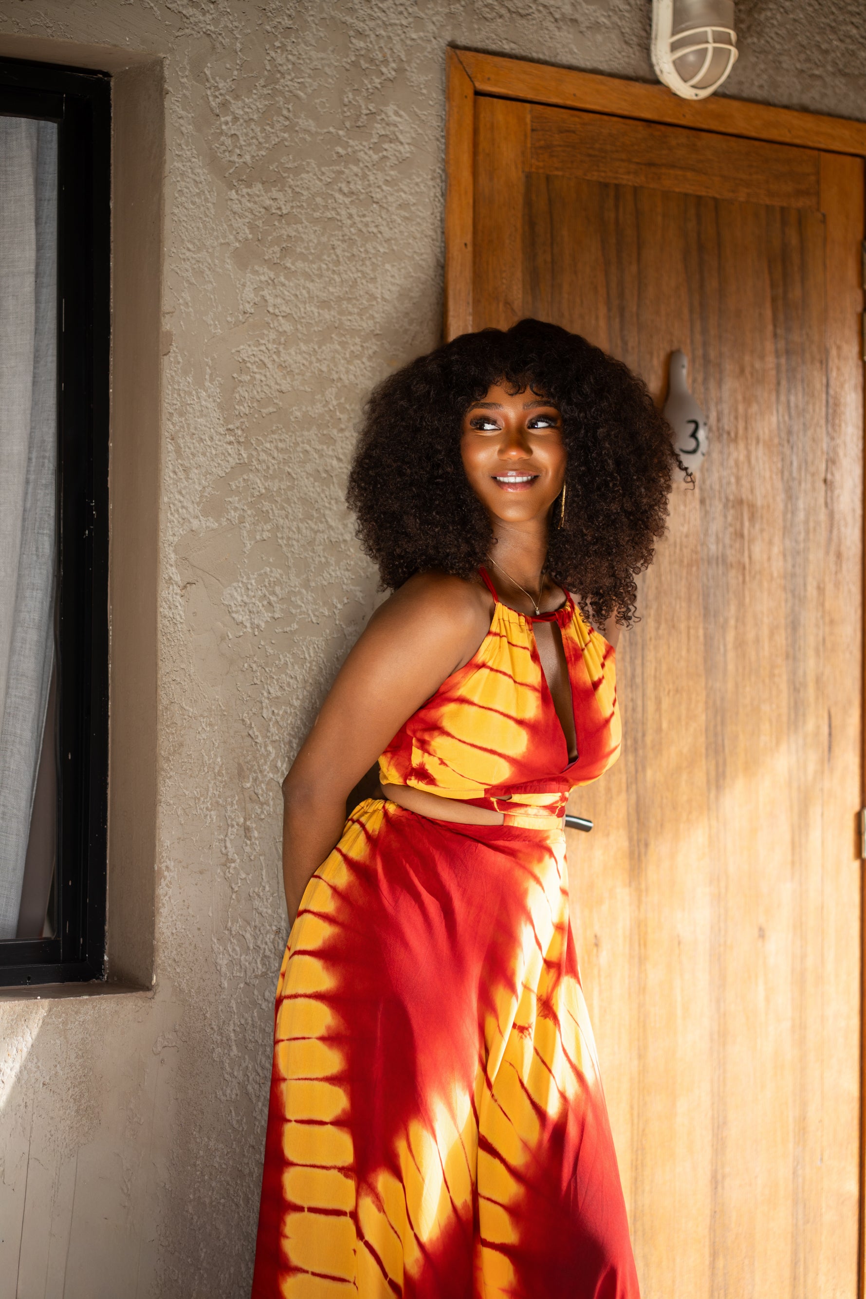 Robe Tina rouge-or