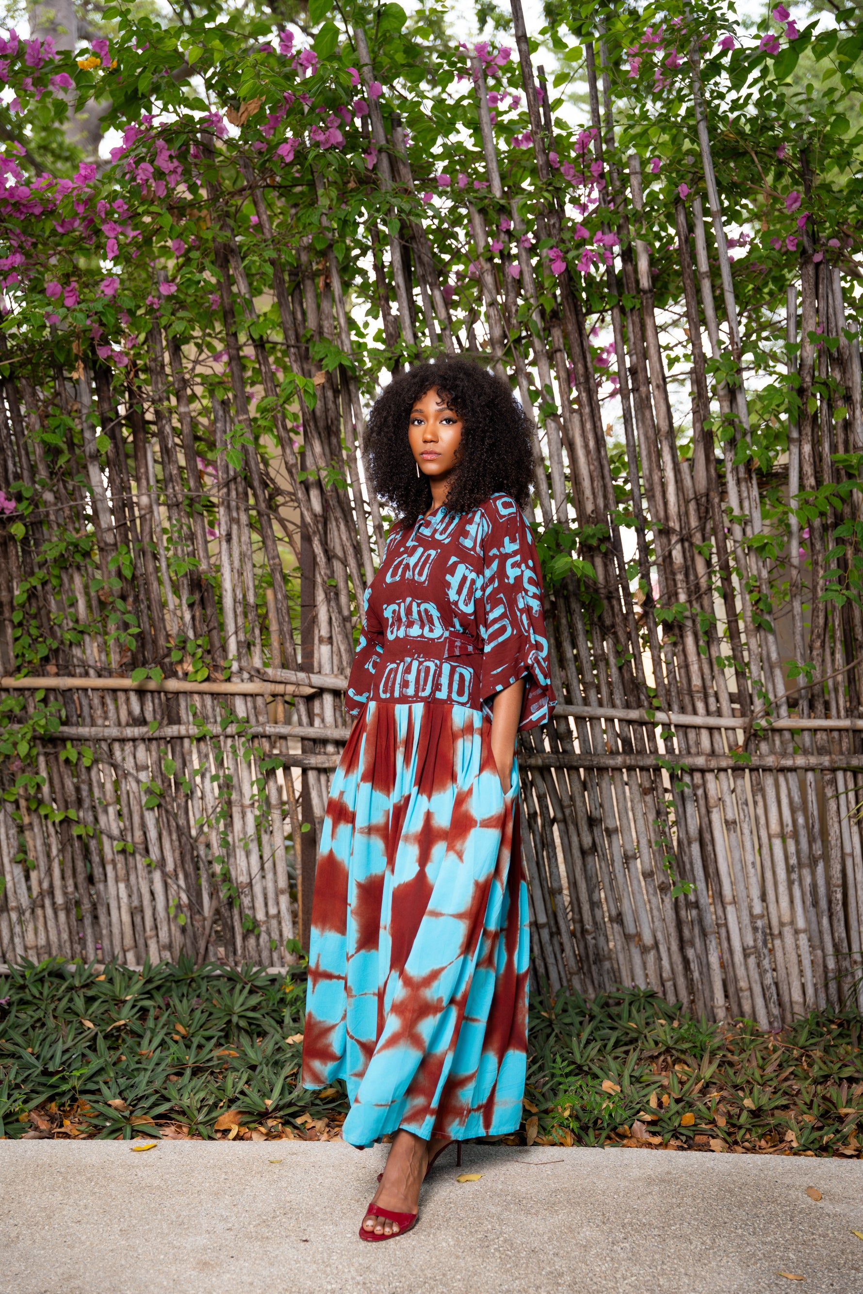 Robe Lina Bordeau-turquoise