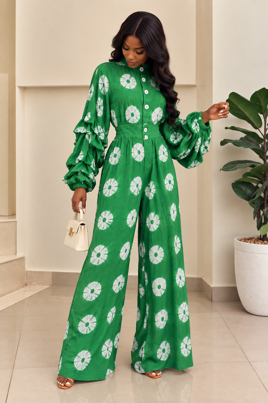 Combinaison Poupette Vert Blanc