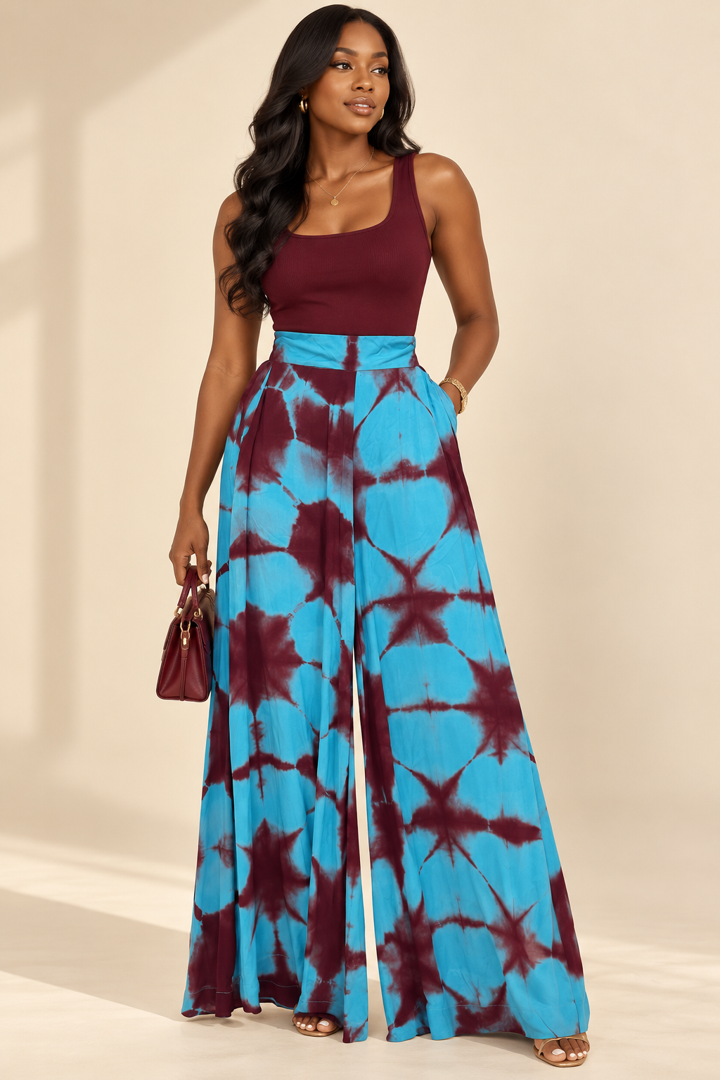 Pantalon Mariam Bleu-Bordeaux