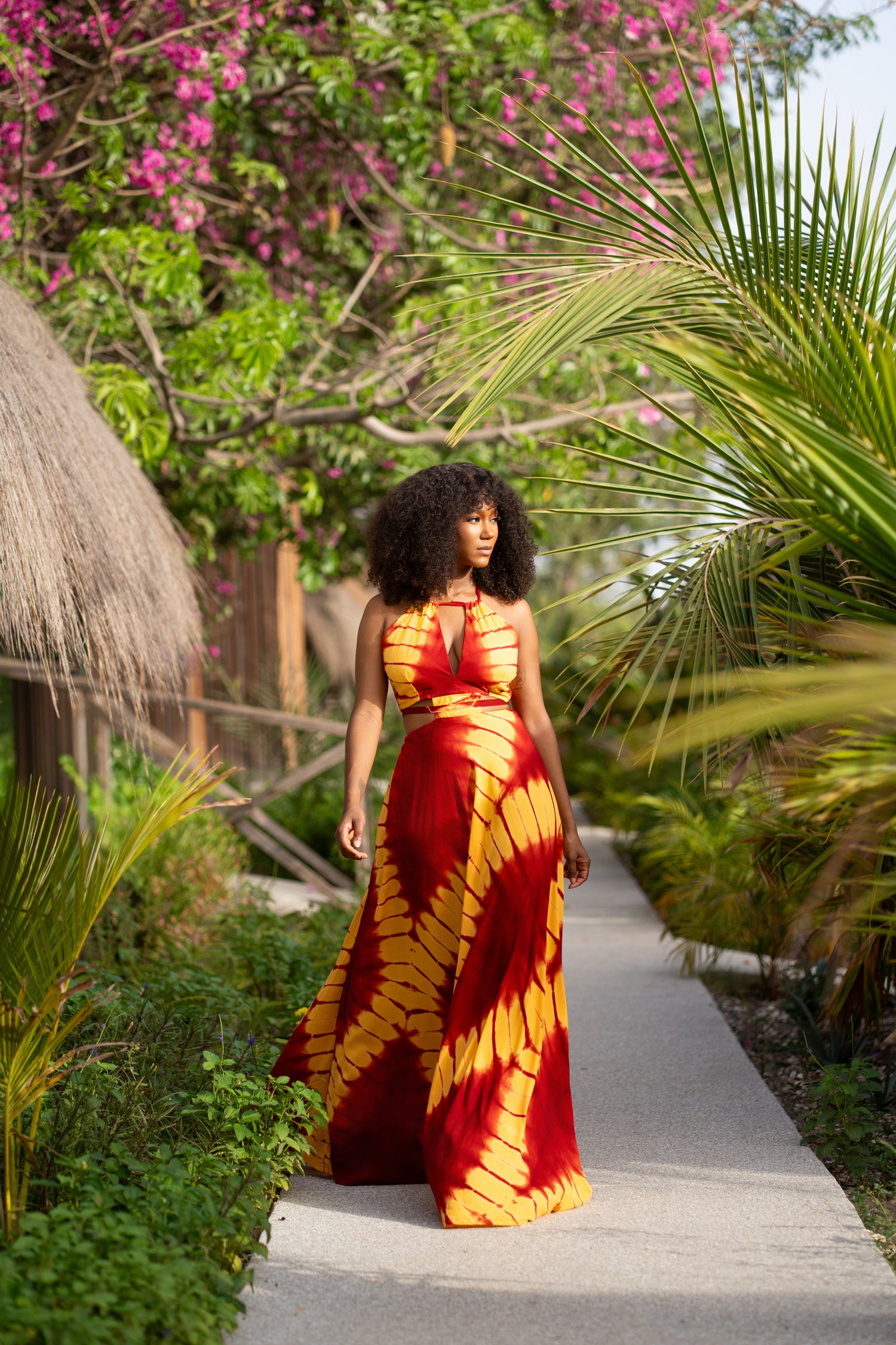 Robe Tina rouge-or