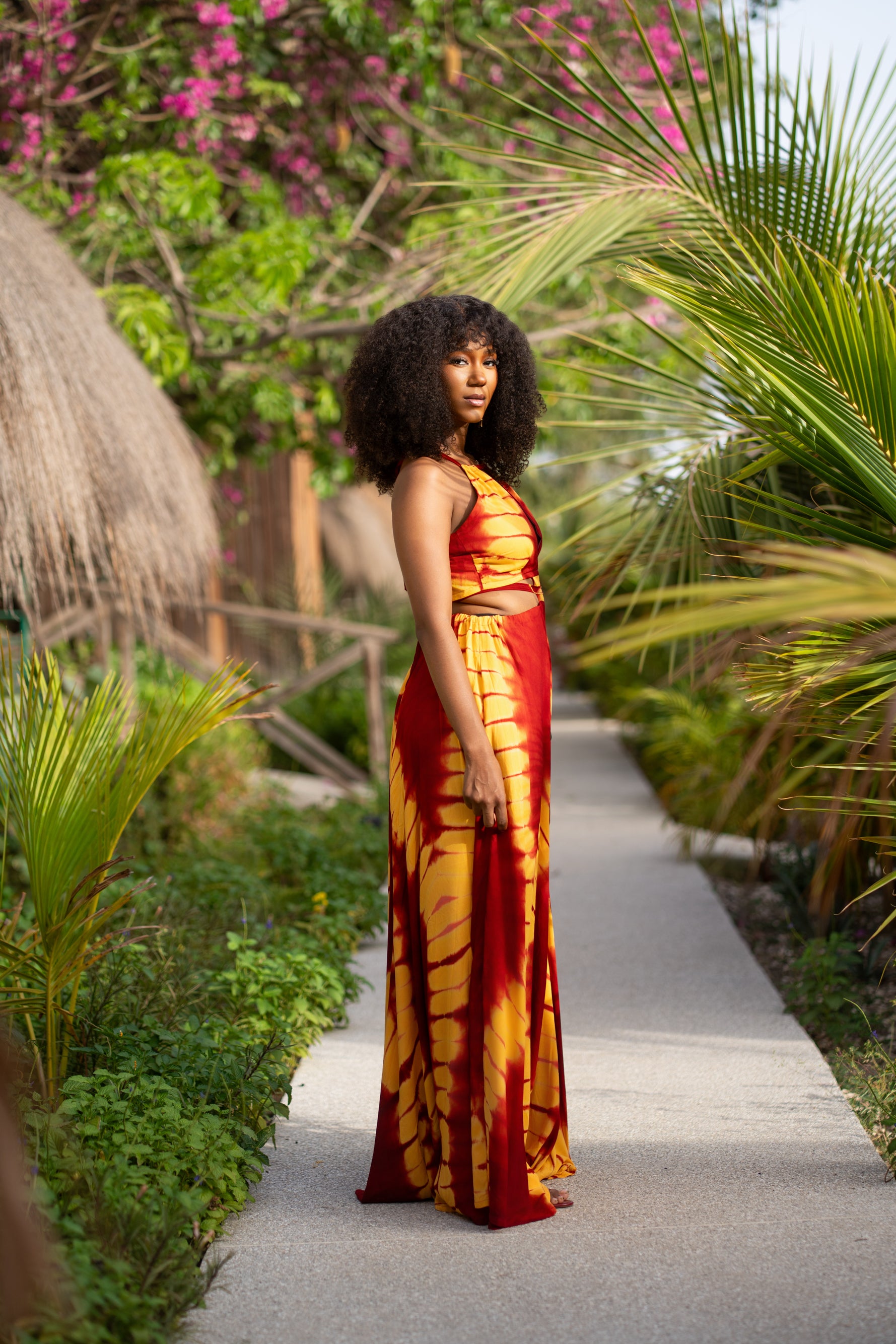 Robe Tina rouge-or