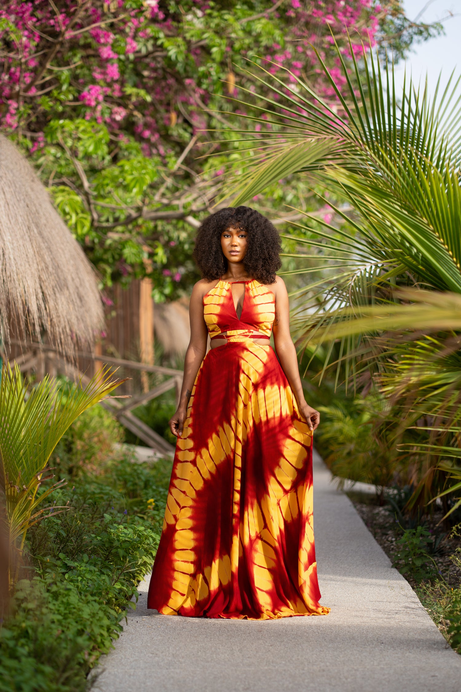 Robe Tina rouge-or