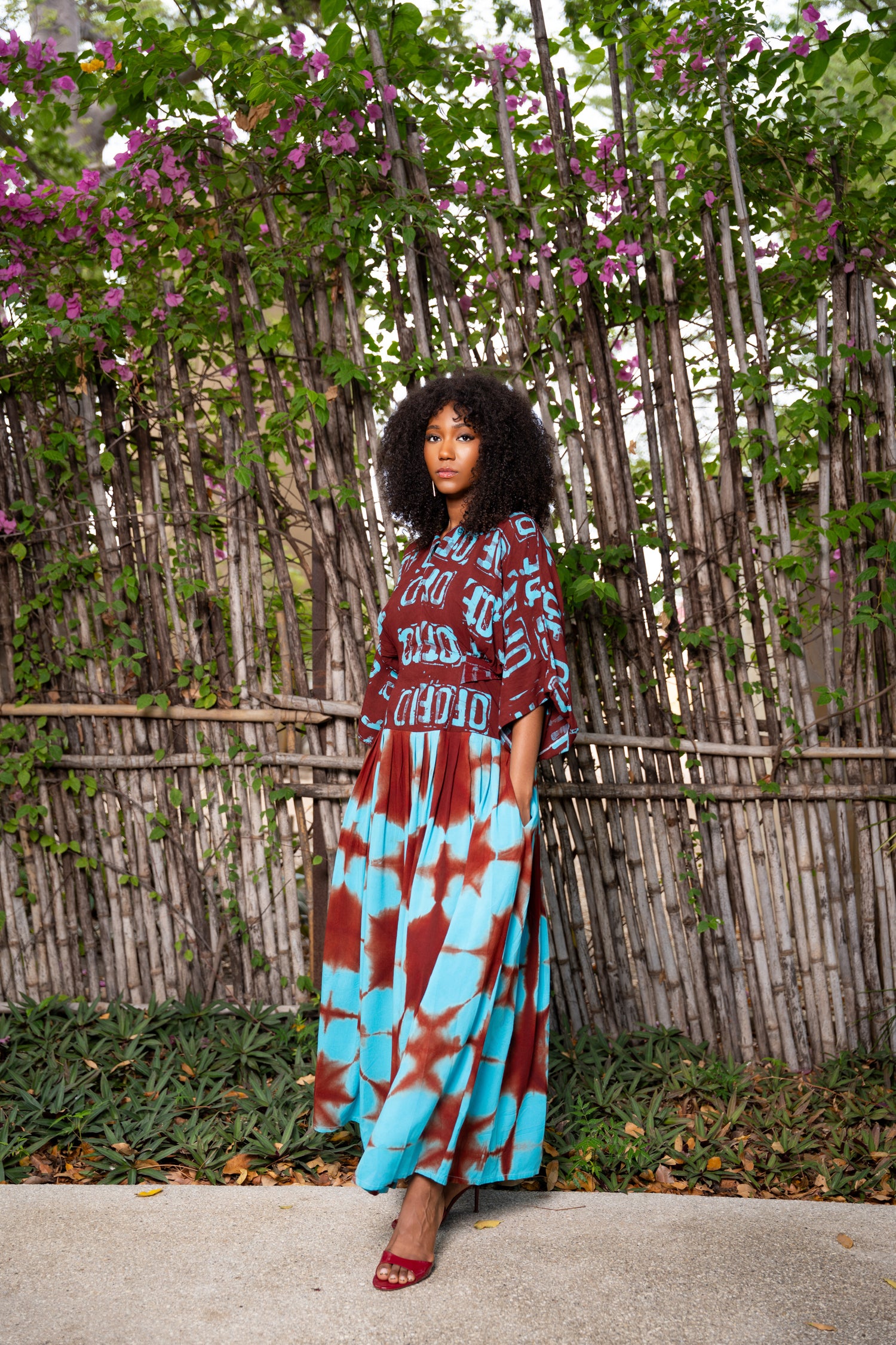Robe Lina Bordeau-turquoise