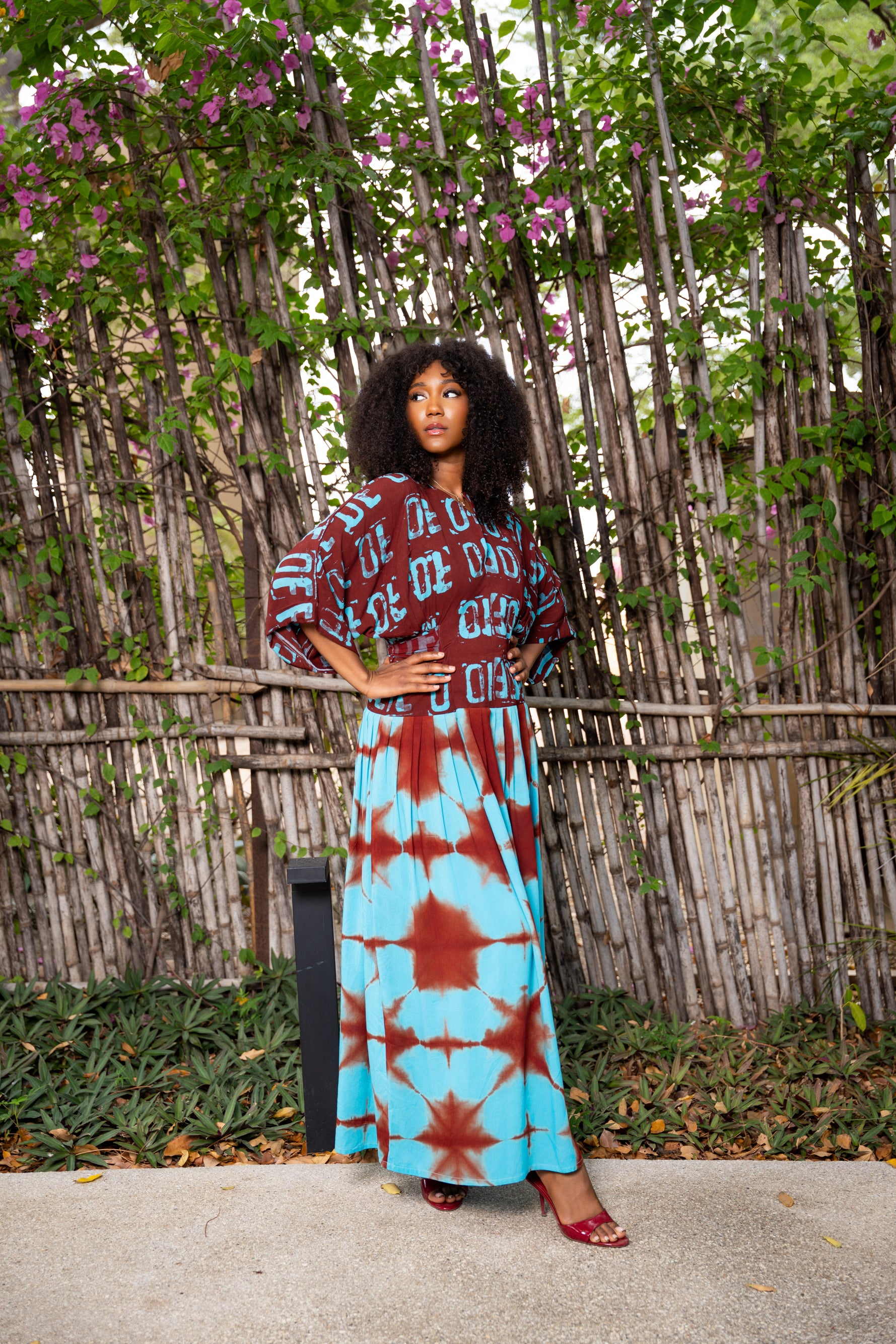 Robe Lina Bordeau-turquoise